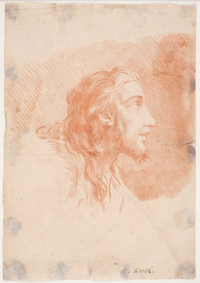 Mannenhoofd met Baard en Lang Haar (Christus) door Hendrik Krock