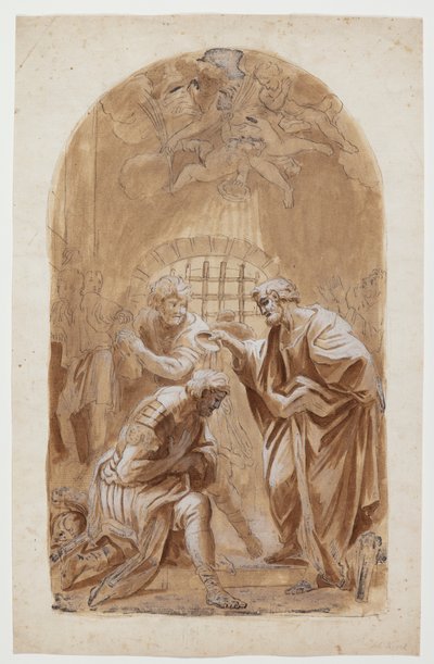 S. Peter doopt S. Processus en S. Martianus door Hendrik Krock