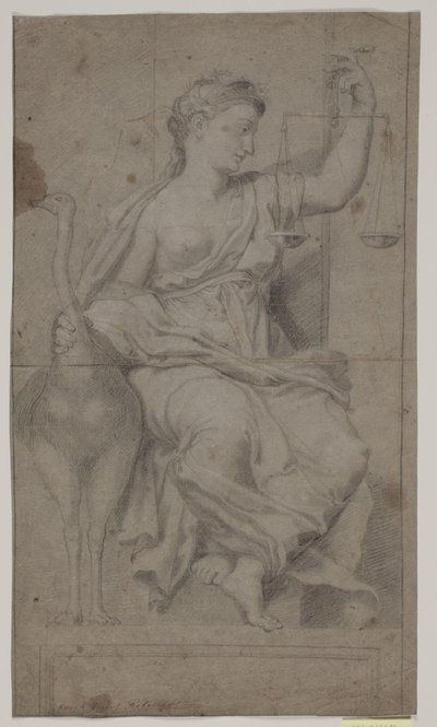 Zittende Justitia (detail) door Hendrik Krock