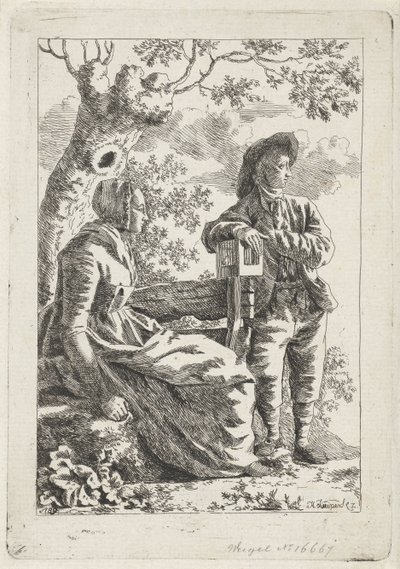 Man en een vrouw bij een boom door Hendrik Kuipers