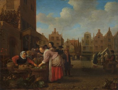 Uitzicht op de Grote Markt in Rotterdam, 1654 door Hendrik Maertensz Sorgh