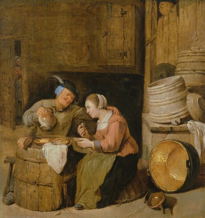Een interieur scène met twee boeren door Hendrik Martensz Sorgh