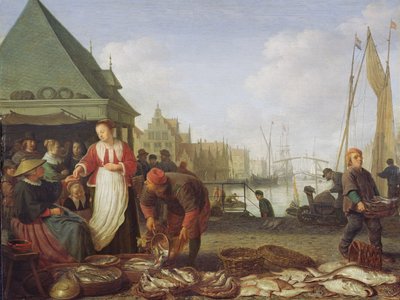 De vismarkt van Rotterdam door Hendrik Martensz Sorgh