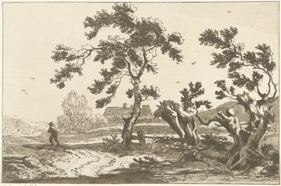 Bomen langs een weg door Hendrik Meijer