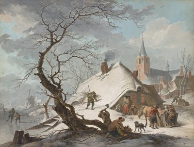 Een winters tafereel door Hendrik Meyer