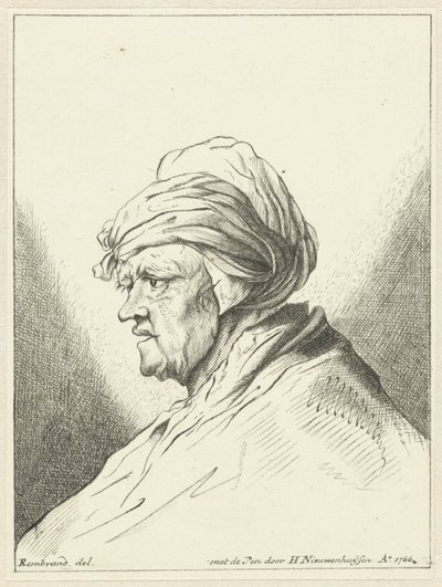 Buste van oude vrouw, naar links door Hendrik Nieuwenhuysen