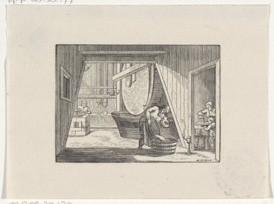 Figuren in een molen aan het werk door Hendrik Numan