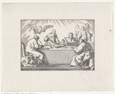 Vier evangelisten schrijven hun evangelie door Hendrik Numan