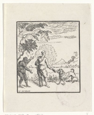 Voorstelling van een verhaal uit de Aesopus fabelen door Hendrik Numan
