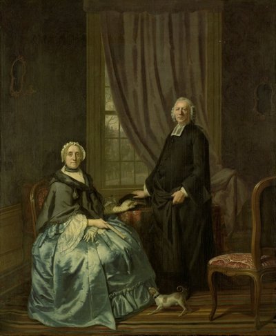 Portret van Petrus Bliek, remonstrantse predikant in Amsterdam, met zijn vrouw Cornelia Drost door Hendrik Pothoven