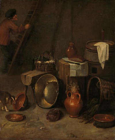 Stilleven in een stal door Hendrik Potuyl