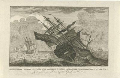Vergaan van het schip de Unie, 1782 Afbeelding van 