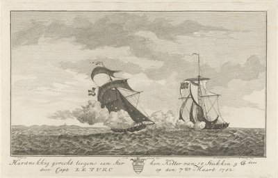 Gevecht tegen een sterke kotter, 1782 door Hendrik Roosing