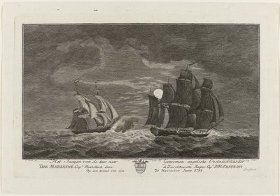 Sextroh jaagt op de Marianne, 1782 door Hendrik Roosing