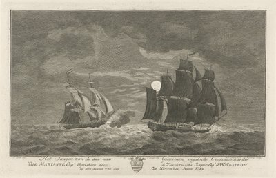 Sextroh jaagt op de Marianne, 1782 door Hendrik Roosing