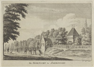 Gezicht op de Slijkpoort te Amersfoort (De Slykpoort te Amersvoort) door Hendrik Spilman