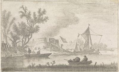 Riviergezicht met kalkovens door Hendrik Spilman