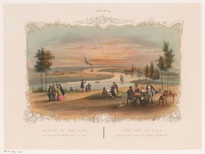 Gezicht op de Nederrijn vanaf het Hotel Bellevue in Arnhem door Hendrik Wilhelmus Last (attributed to)