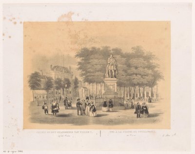 Gezicht op het Plein in Den Haag met standbeeld van Willem I door Hendrik Wilhelmus Last (attributed to)