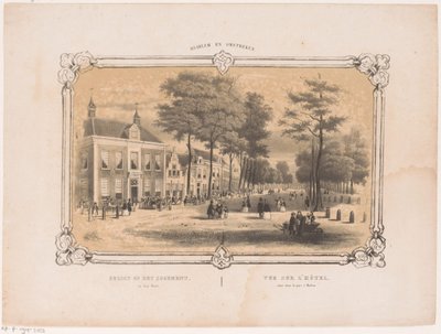 Gezicht op een hotel in Haarlem door Hendrik Wilhelmus Last