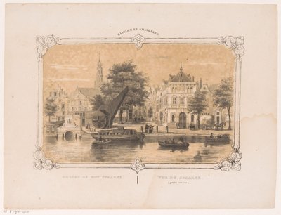 Gezicht op het Spaarne met de kraan en de Waag door Hendrik Wilhelmus Last