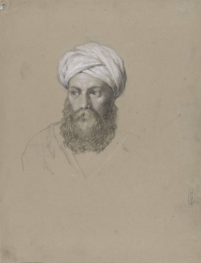 Hoofd van een Arabier met tulband door Hendrik Willem Cramer