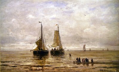 Kustscène door Hendrik William Mesdag