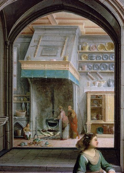 Christus in het huis van Martha en Maria (detail) door Hendrik the Younger Steenwyck