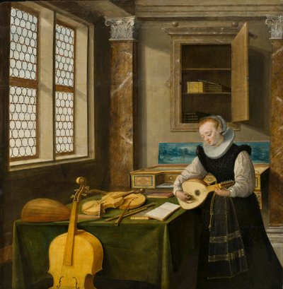 Dame die de luit speelt, c.1610 door Hendrik the Younger Steenwyck