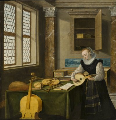 Dame die de luit speelt door Hendrik van (c.1580 1649) Steenwyk