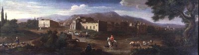 Een Klooster in de Romeinse Campagna door Hendrik van (studio of) Lint