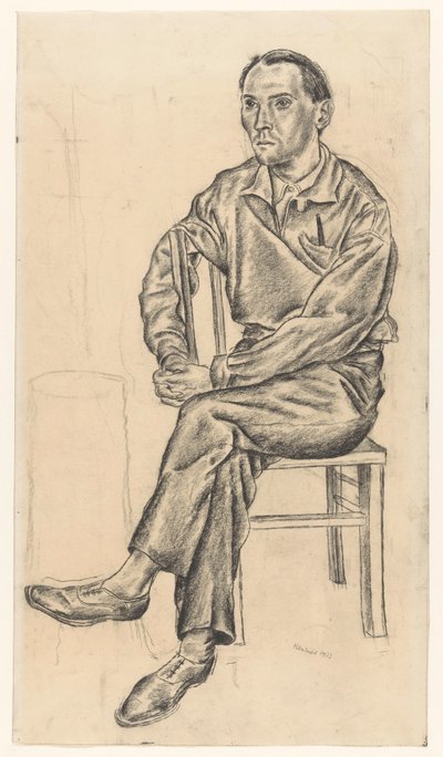 Zittende man op een stoel door Henk Henriët (signed by artist)