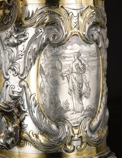 Detail van een bierpul, Danzig, ca. 1670 door Hennick (attr. to) Probst