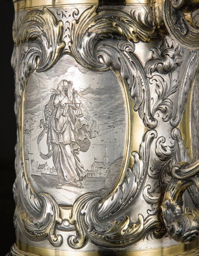 Detail van een bierpul, Danzig, ca. 1670 door Hennick (attr. to) Probst