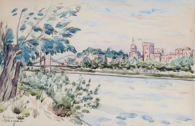 Avignon, het paleis van de pausen door Henri Charles Manguin