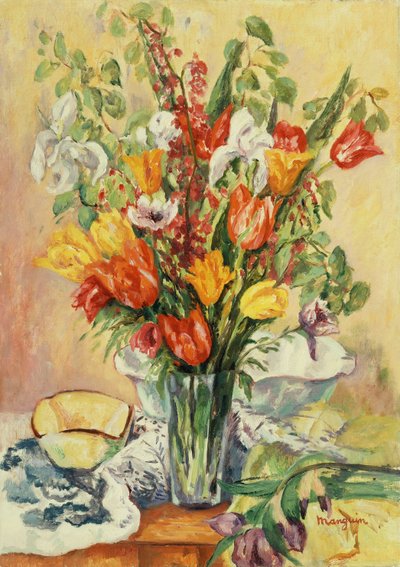 Iris en tulpen door Henri Charles Manguin