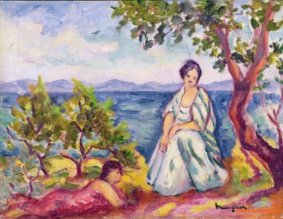 Twee figuren naast het water door Henri Charles Manguin