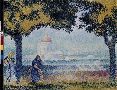 De kerk van Sint-Maria van de Engelen bij Assisi door Henri Edmond Cross