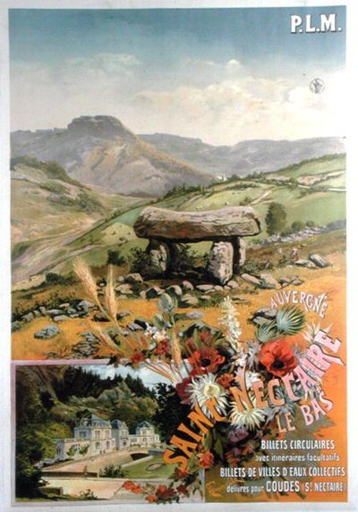 Poster die Saint Nectaire le bas, Auvergne adverteert door Henri Garnier Tanconville