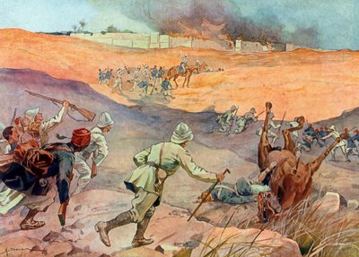 Verovering van Dahomey: De troepen van kolonel Dodds bij de poorten van Abomey door Henri Gaston Darien