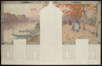 Schets voor het stadhuis van Asnières: Herfst, de Seine bij Asnières, ca. 1900 door Henri Gaston Darien