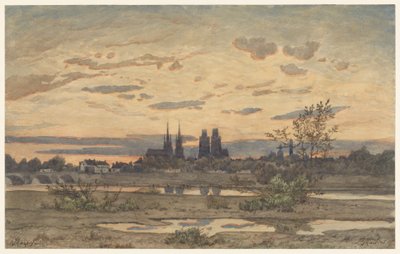 Gezicht op Moulins door Henri-Joseph Harpignies