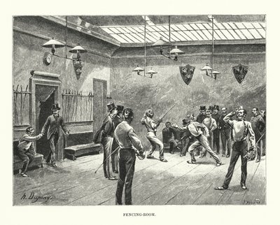 Schermzaal (gravure) door Henri-Louis Dupray