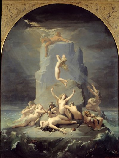 Desolatie van de oceaniden aan de voet van de rots waar Prometheus is geketend door Henri Lehmann