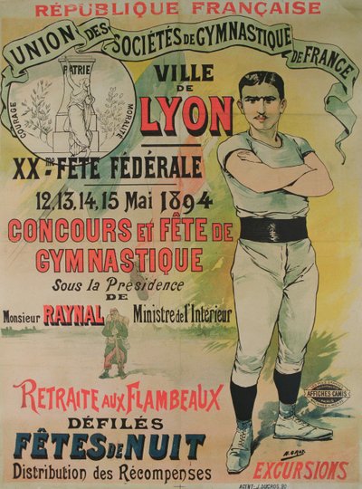 Poster voor een gymnastiekwedstrijd in Lyon door Henri  Gray