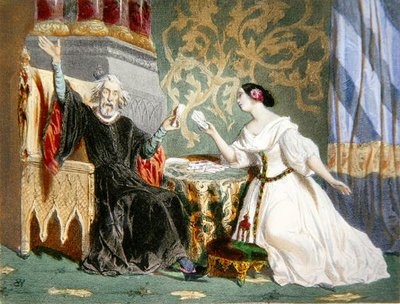 Rosine Stolz (1815-1903) en Paul Barroilhet (1810-71) in Act II van de opera 
