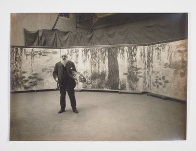 Claude Monet met zijn palet voor zijn werk 