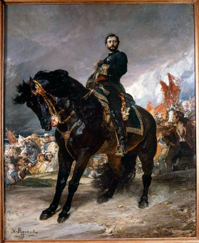 Revolutie van september: Generaal Juan Prim (1843-1871) rijdt voor Madrid, aan het hoofd van de opstandelingen van de Spaanse Revolutie op 8 oktober door Henri Alexandre Georges Regnault