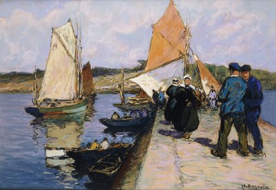 Vissersvolk op een Kade door Henri Alphonse Barnoin