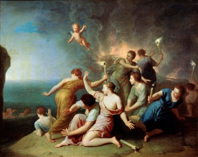 Nimfen verbranden het schip van Telemachus door Henri Antoine de Favannes